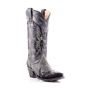 Corral black & gray flame distressed sequin boot